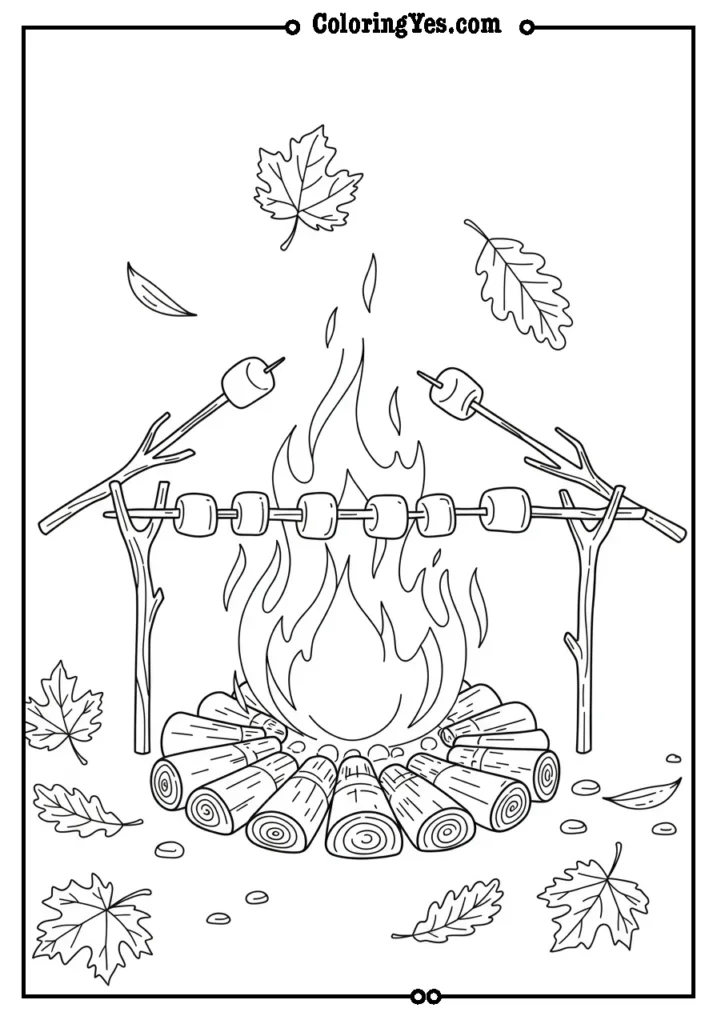 A campfire with marshmallows