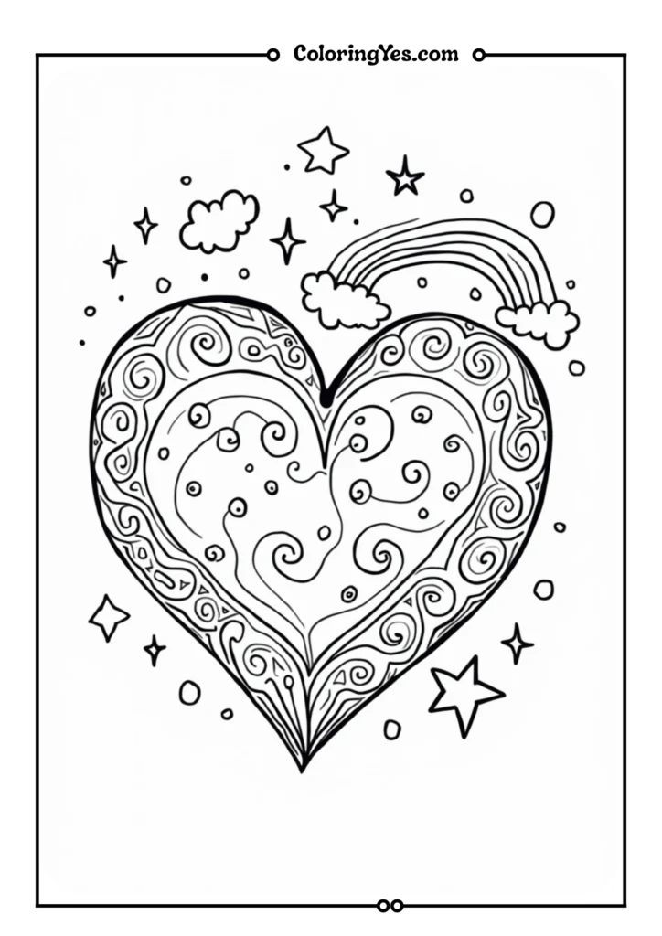 A large heart filled with swirls
