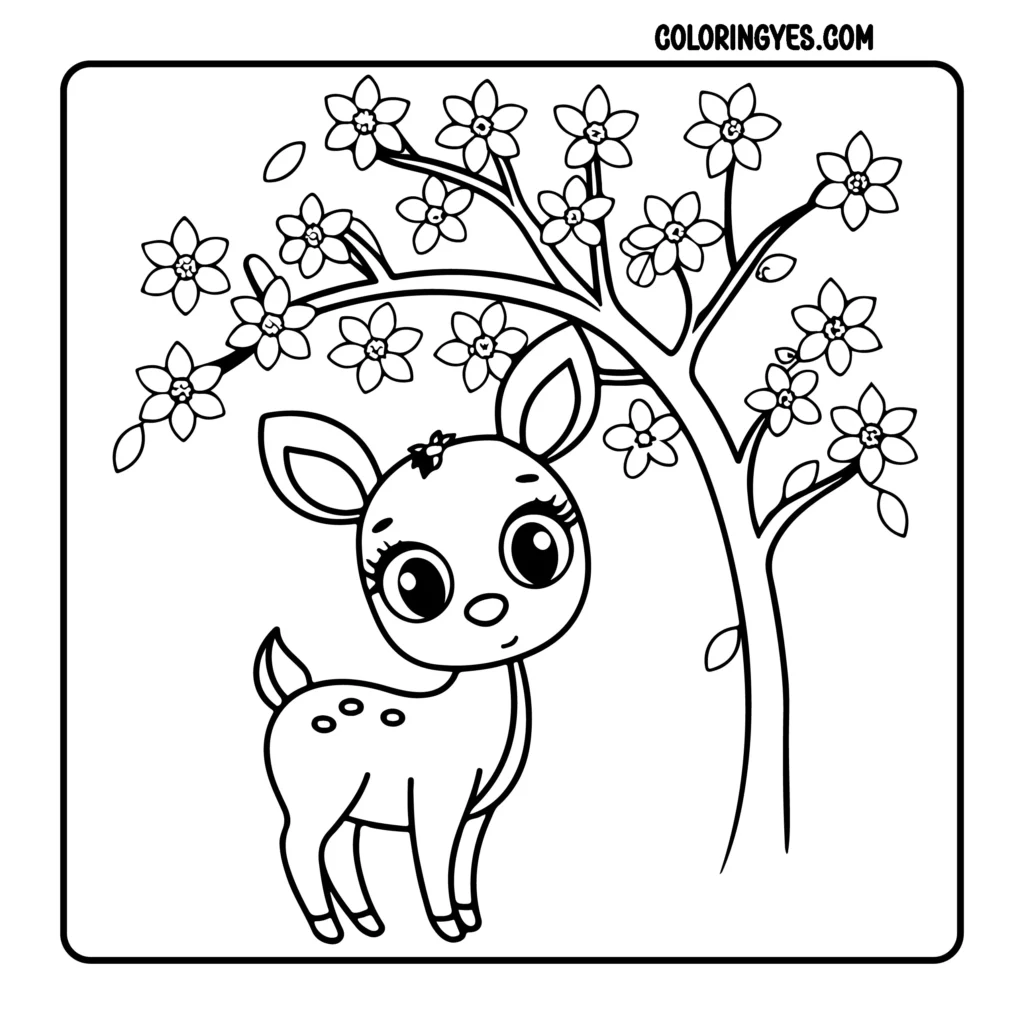 A simple spring scene with a Deer and Tree