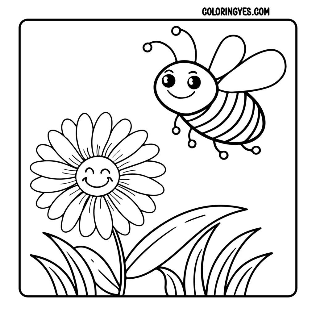 A simple spring scene with a Flowerand bee