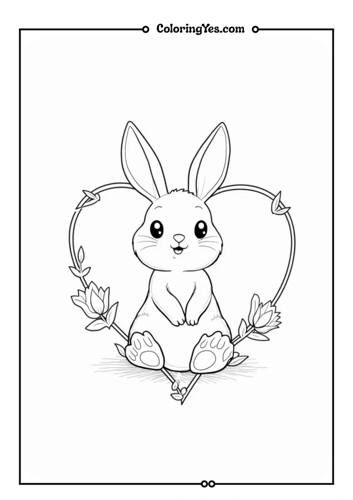 Cute bunny rabbit sitting inside a heart