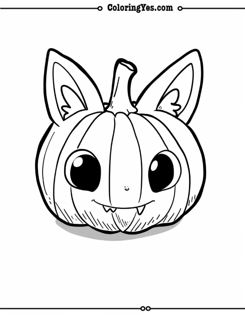 Sweet Kitty Pumpkin Coloring Pages 