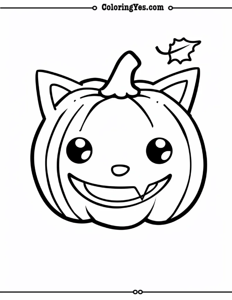 Happy Cat Pumpkin Coloring Pages for Kids