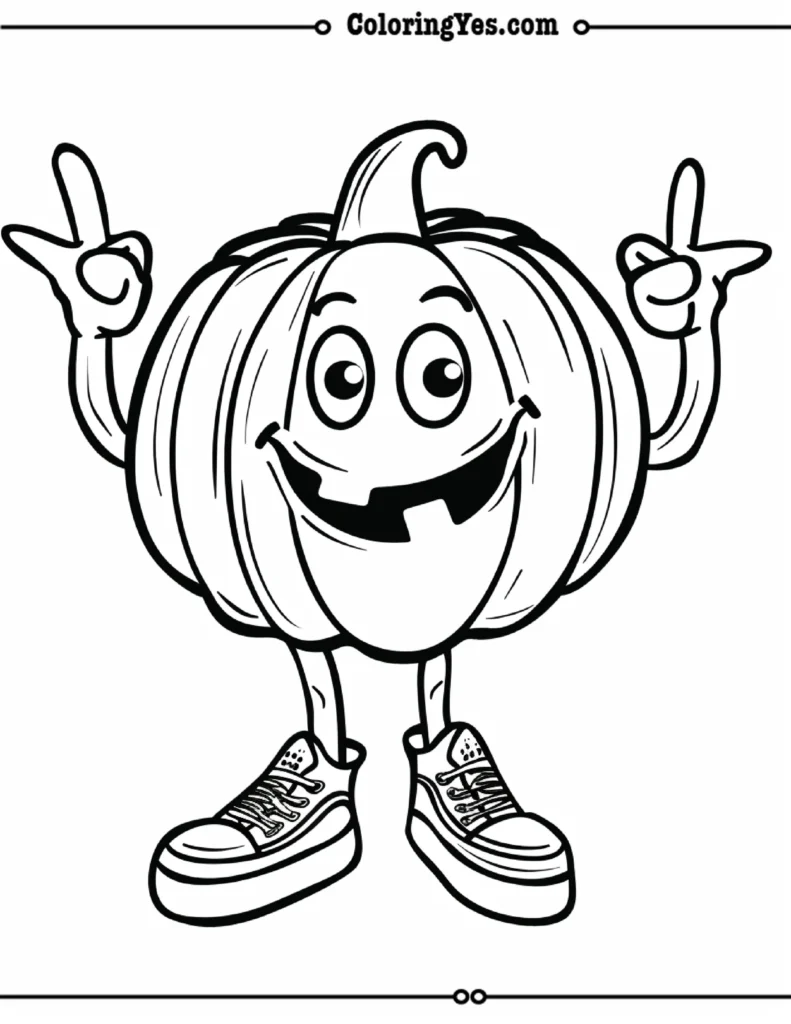 Pumpkin wear shoes  Coloring Pages