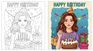 Happy birthday coloring pages