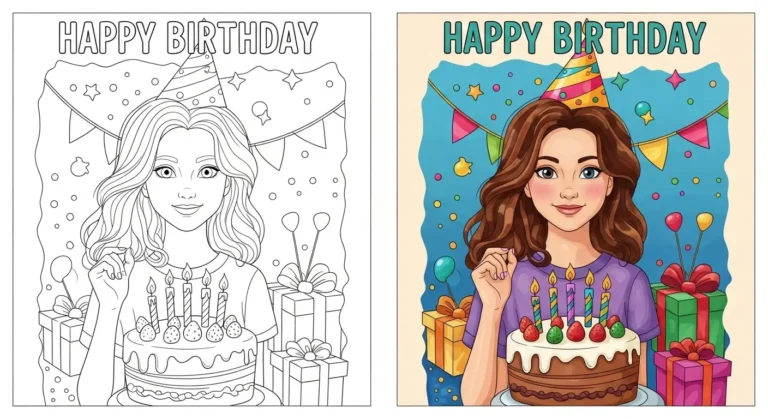 Happy birthday coloring pages