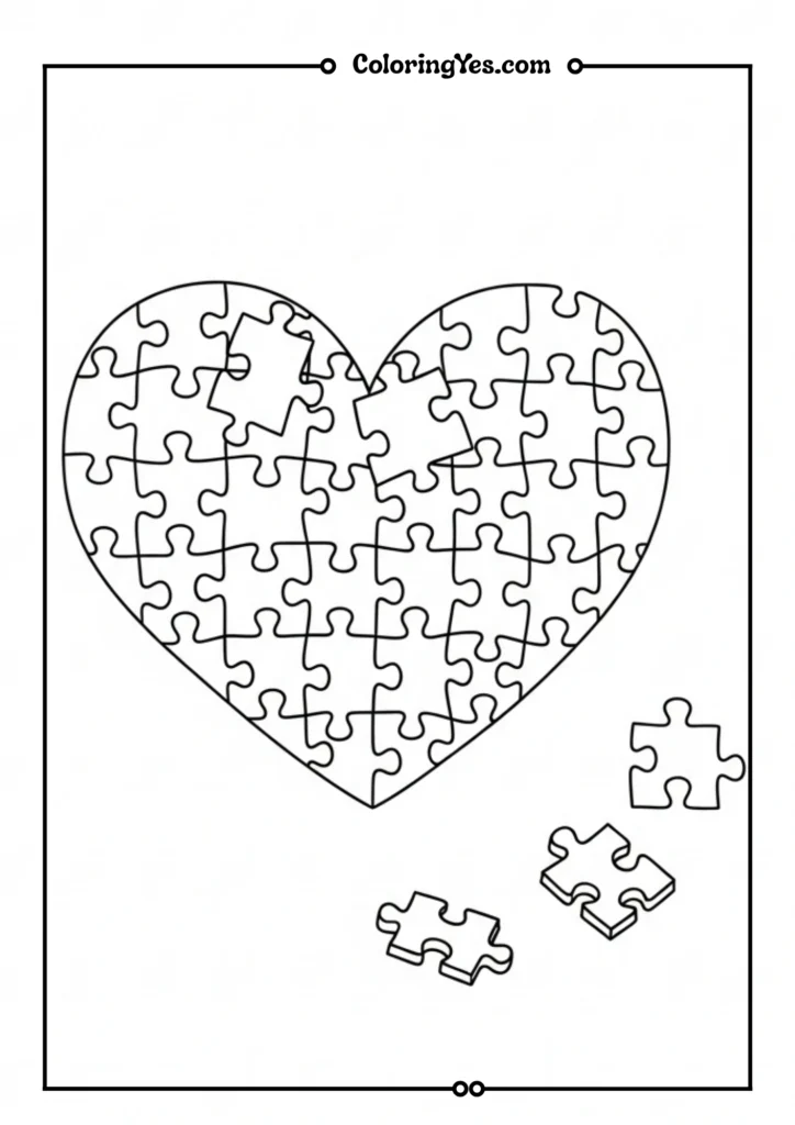 Heart made of puzzle pieces