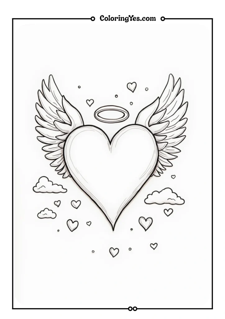 Heart with angel wings and a halo