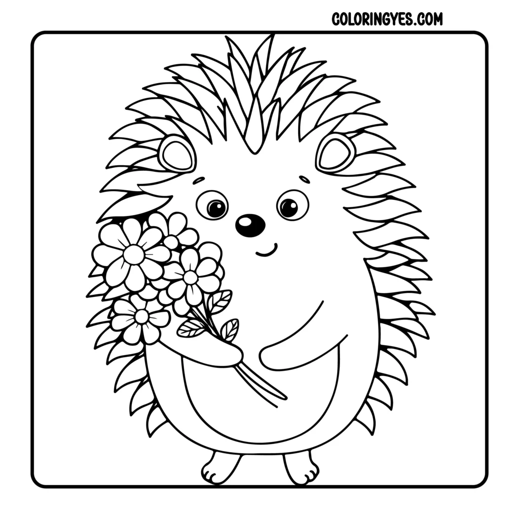 Hedgehog Spring coloring pages