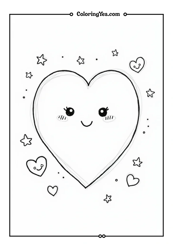 Large heart with a cute kawaii face