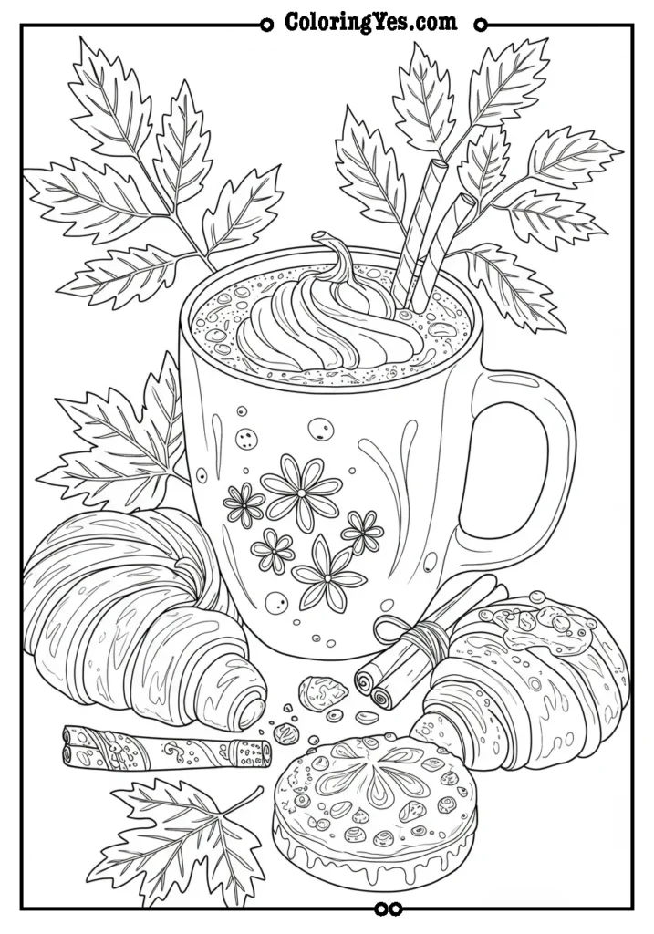 Pumpkin Spice Latte With Pastries In Fall Coloring