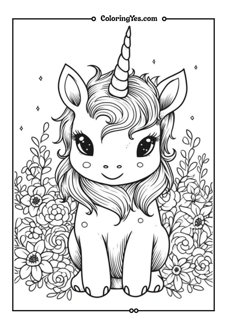 Sweet Unicorn in the Clouds