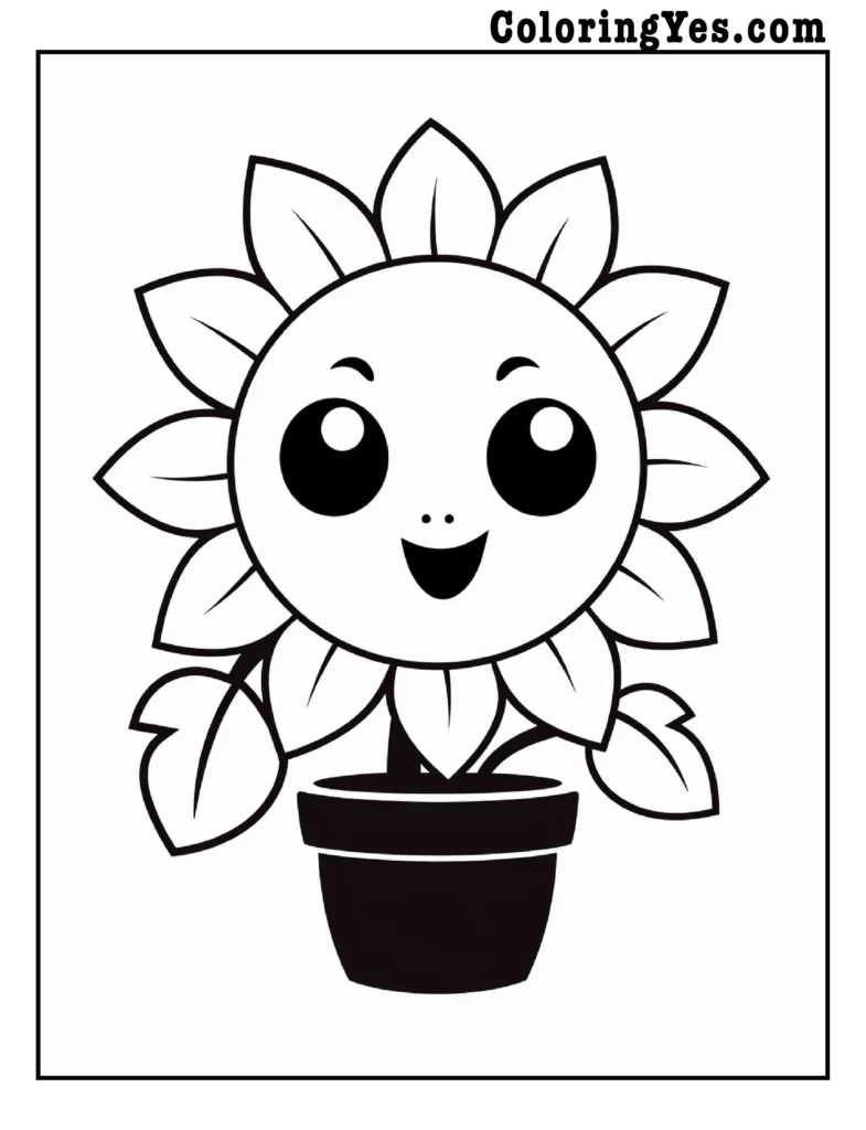 kawaii flower coloring