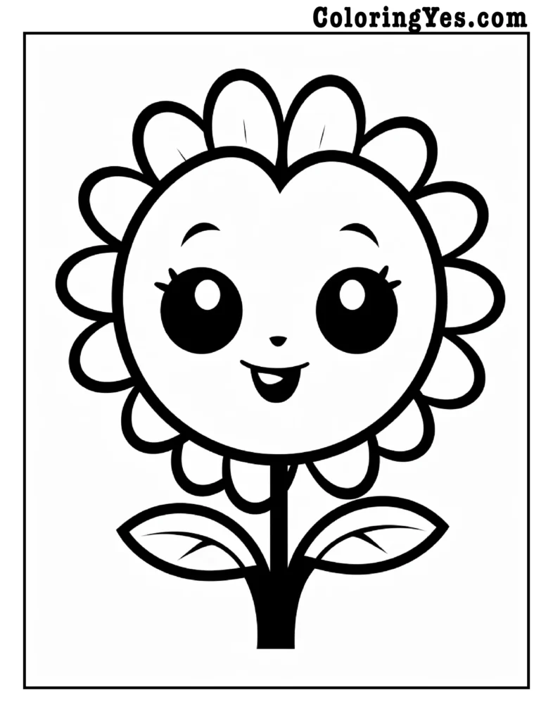 kawaii flower coloring