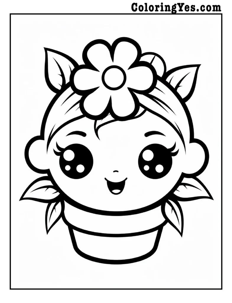 kawaii flower coloring