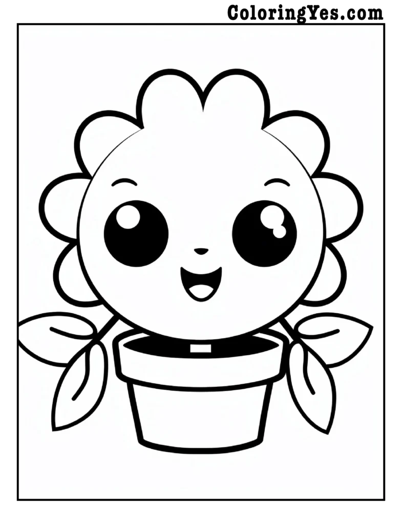 kawaii flower coloring