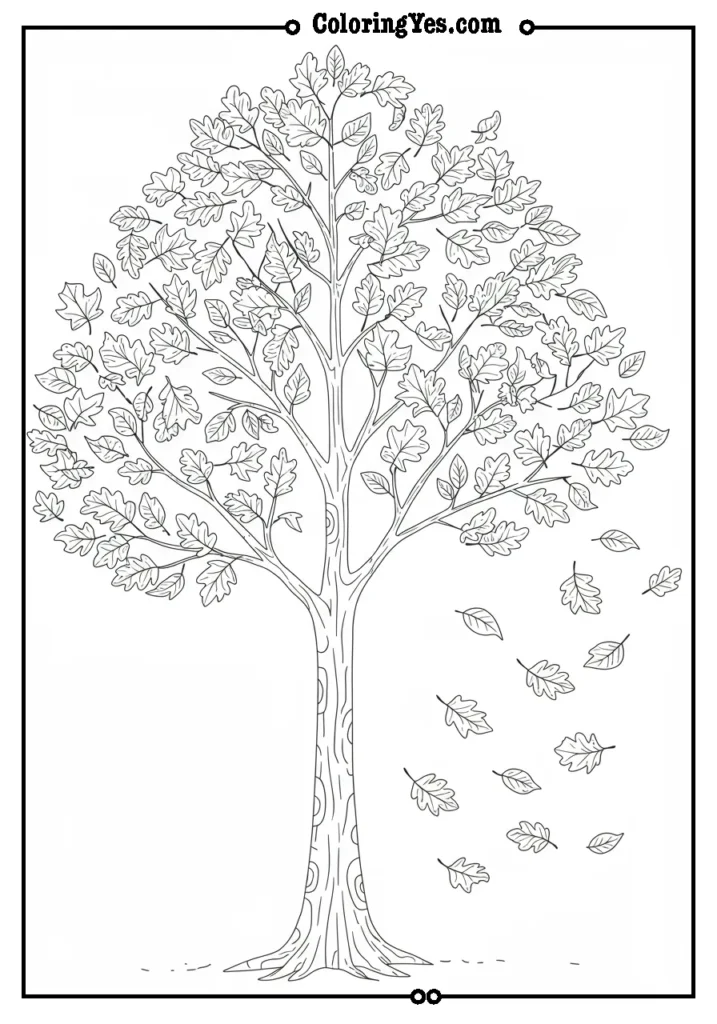 tree with falling autumn leaves