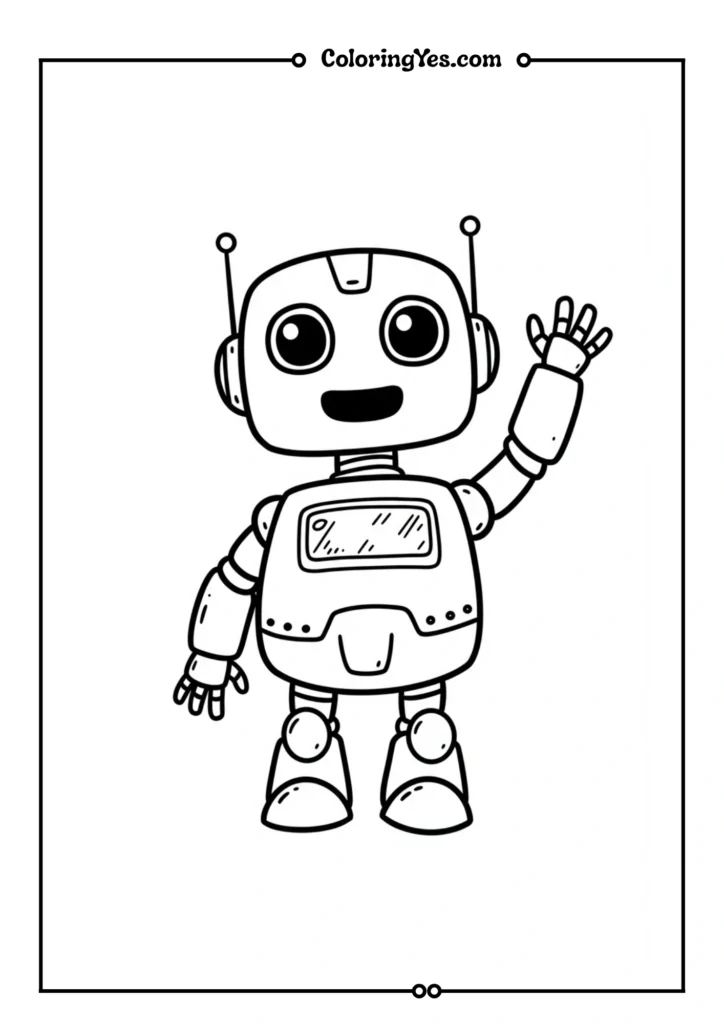 A cute robot waving hello