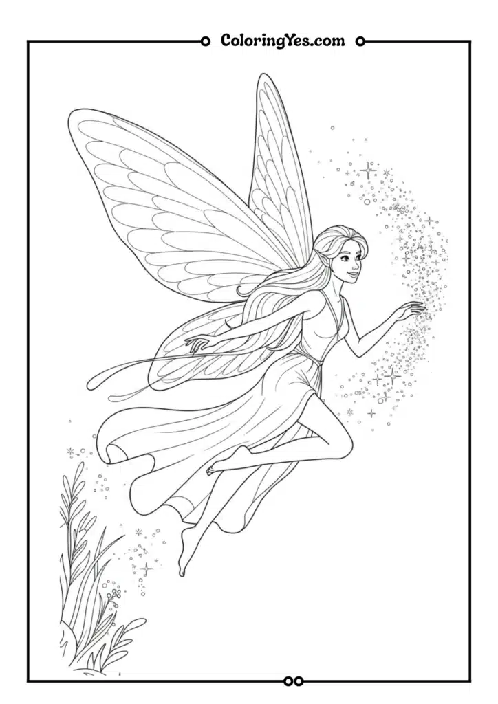 A flying fairy with wings and magic dust