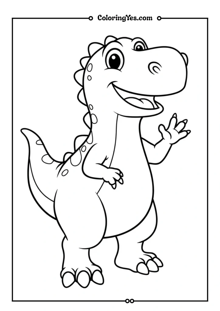 A friendly dinosaur waving