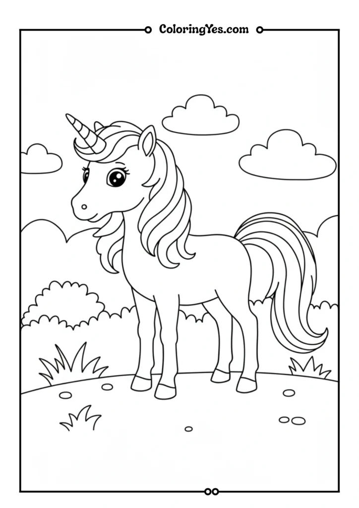A unicorn with rainbow hair