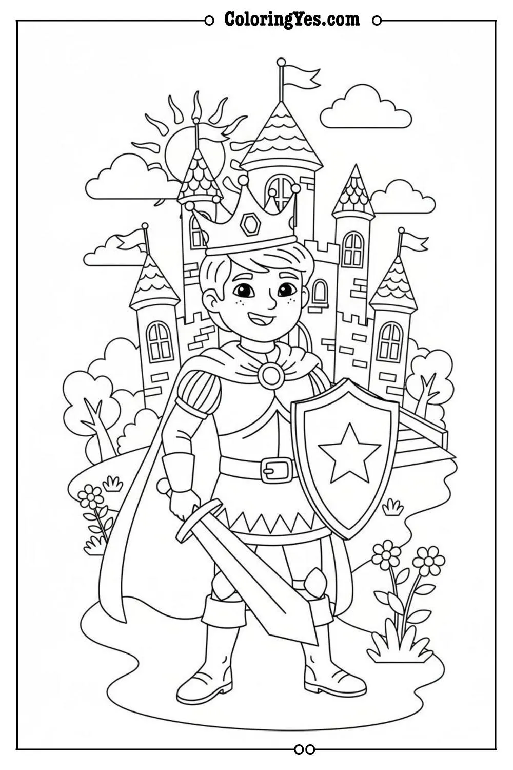 Brave Prince coloring pages-brave prince castle coloring-Coloringyes.com