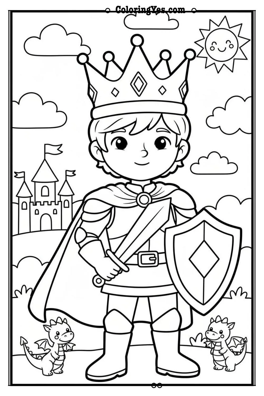 Brave Prince coloring pages-brave prince crown coloring-Coloringyes.com