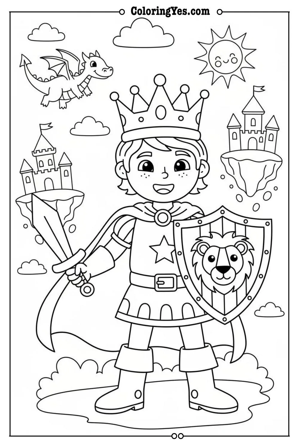 Brave Prince coloring pages-brave prince shield coloring-Coloringyes.com