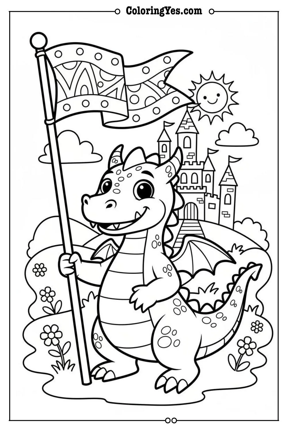 Castles and kingdoms coloring pages-castle flag coloring-Coloringyes.com