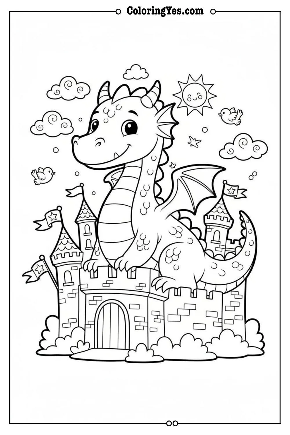 Castles and kingdoms coloring pages-castle fortress coloring-Coloringyes.com