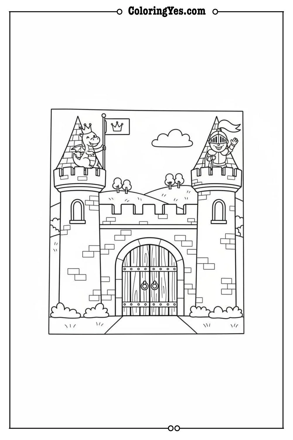 Castles and kingdoms coloring pages-castle gate coloring-Coloringyes.com