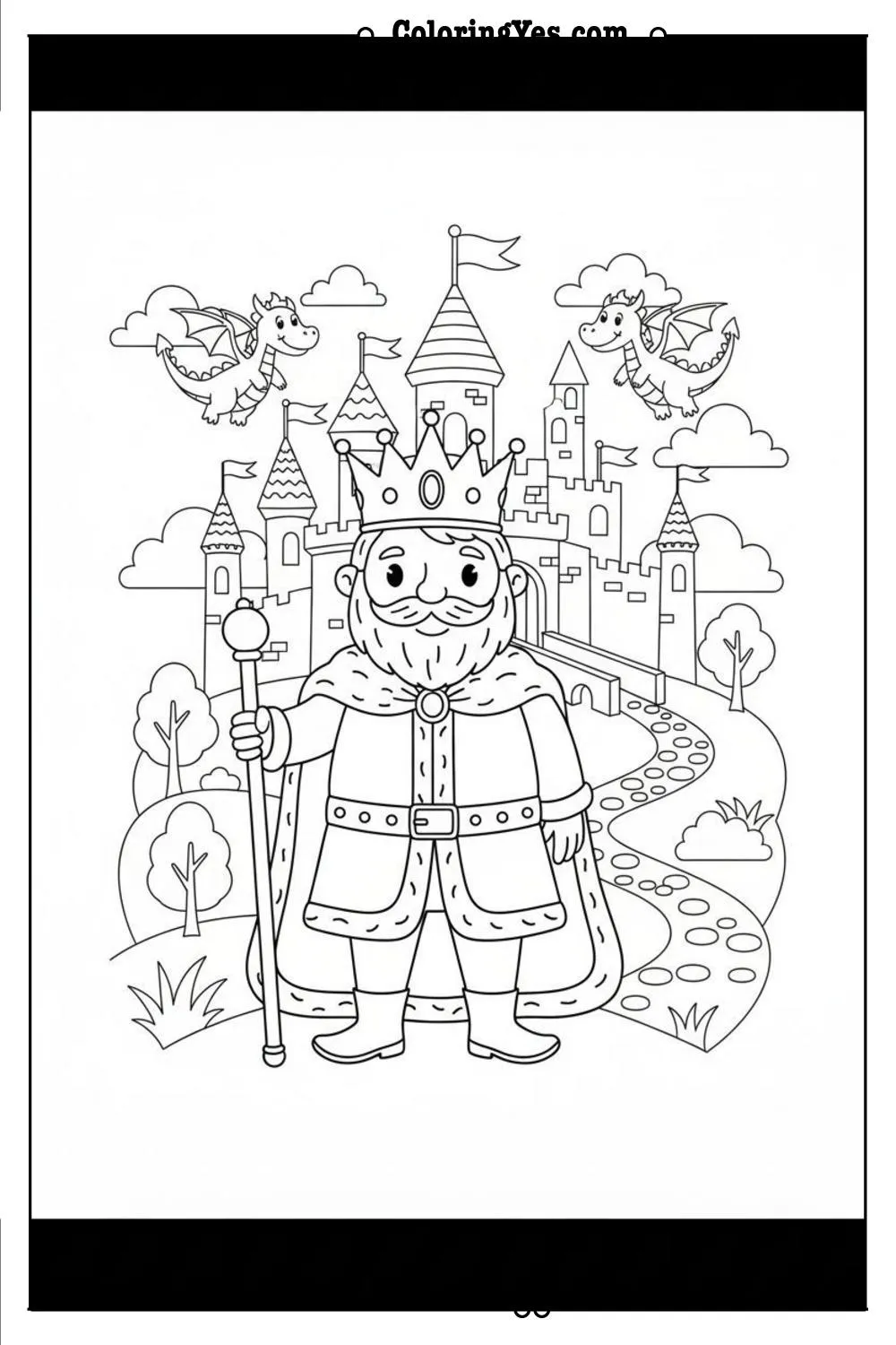 Castles and kingdoms coloring pages-castle king queen coloring-Coloringyes.com