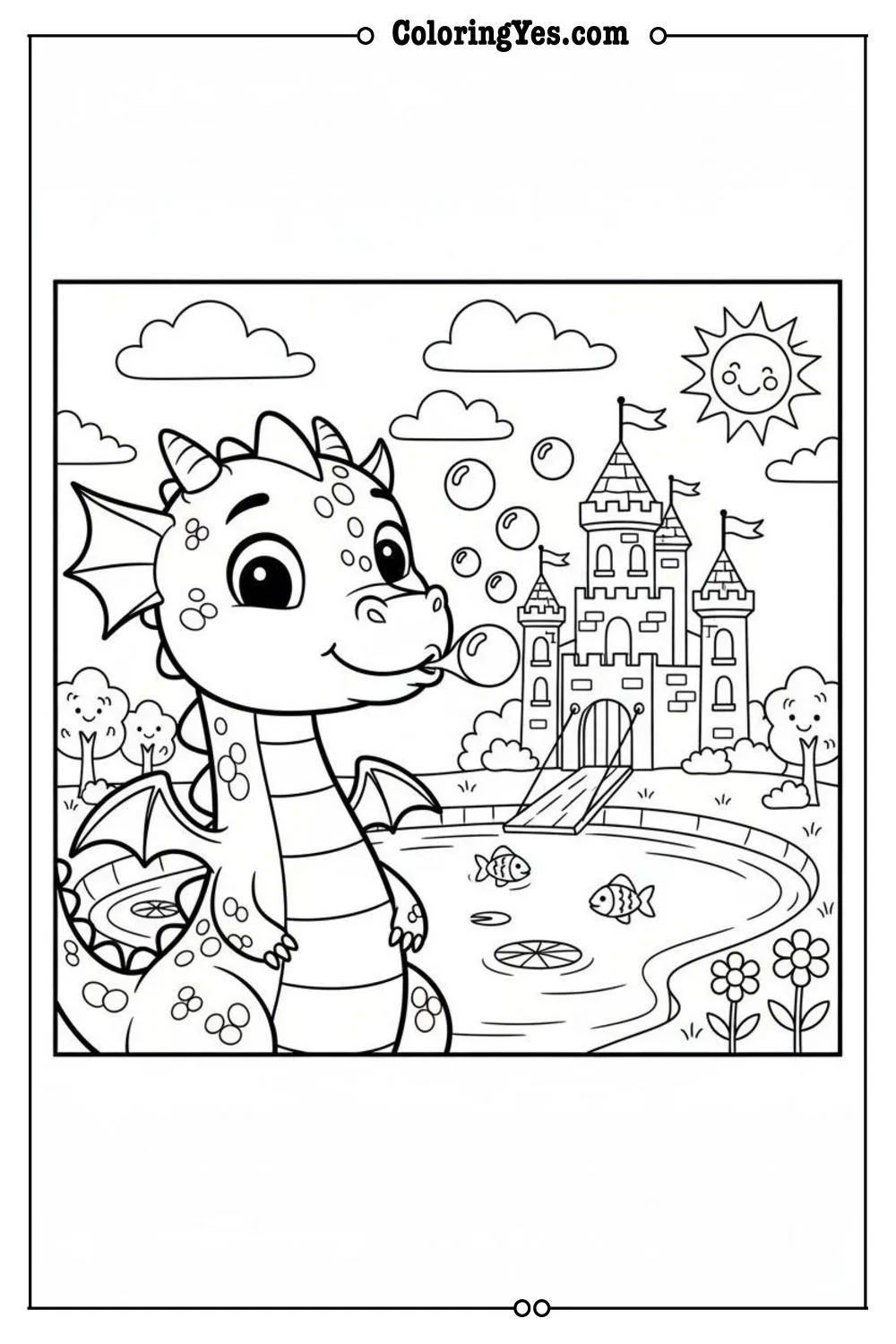 Castles and kingdoms coloring pages-castle moat coloring-Coloringyes.com