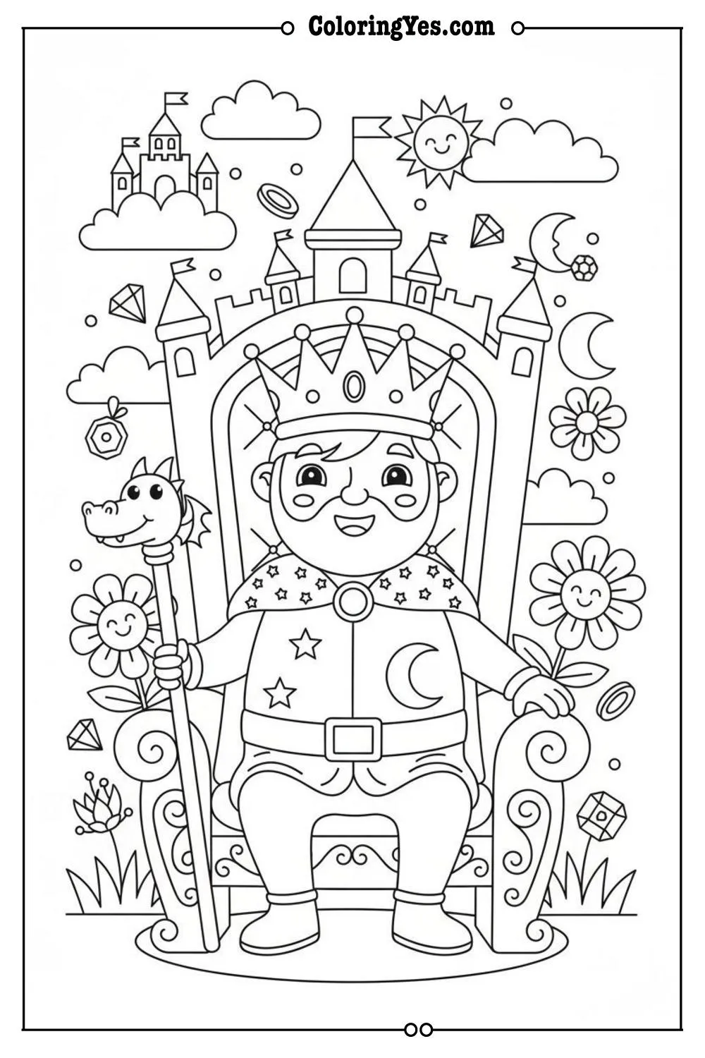 Castles and kingdoms coloring pages-castle throne coloring-Coloringyes.com