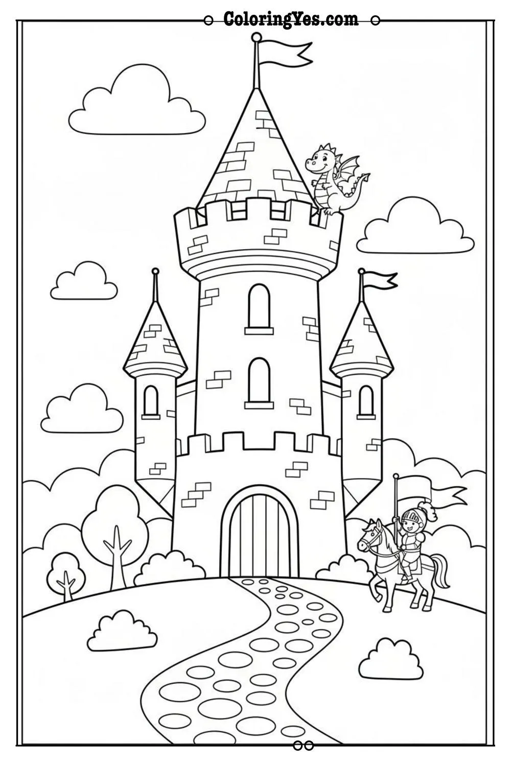 Castles and kingdoms coloring pages-castle tower coloring-Coloringyes.com