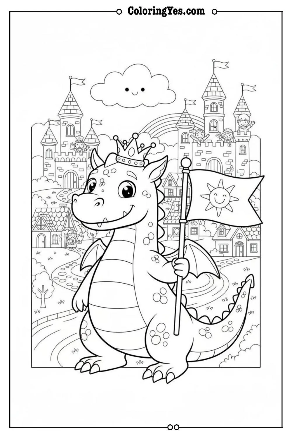 Castles and kingdoms coloring pages-castle village coloring-Coloringyes.com