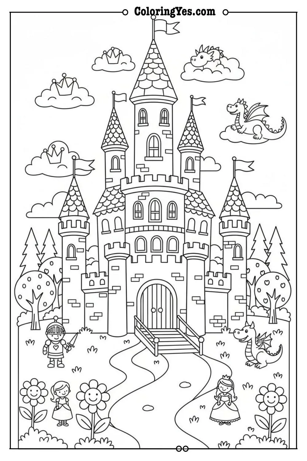 Castles and kingdoms coloring pages-fairy tale castle coloring-Coloringyes.com