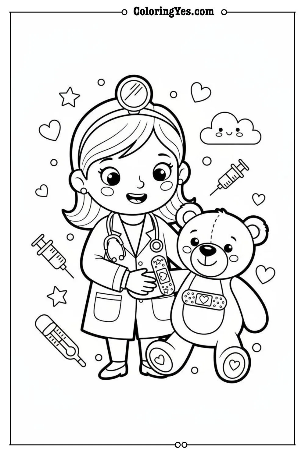 Doctors coloring pages-doctor bandage coloring-Coloringyes.com