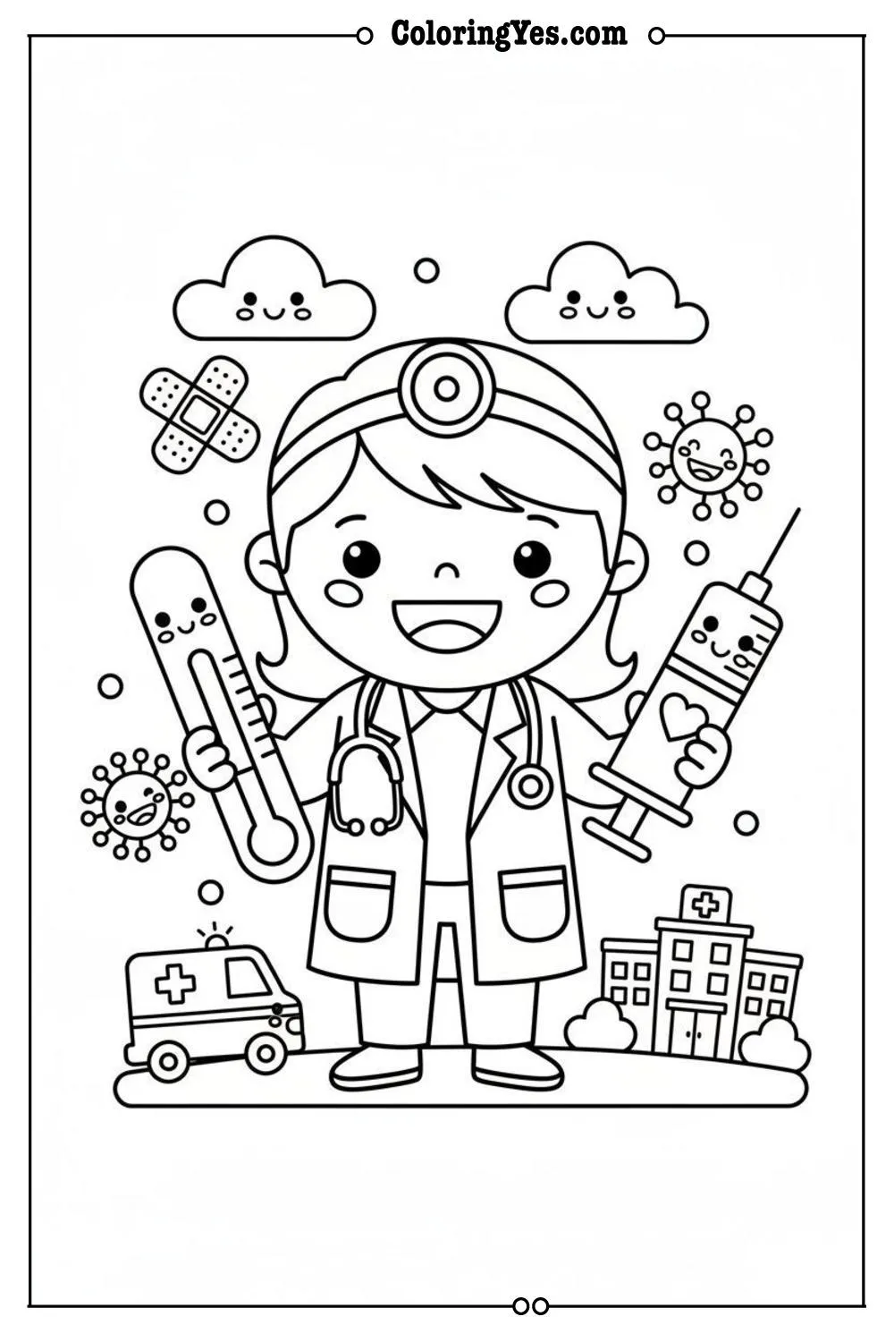 Doctors coloring pages-doctor clinic coloring-Coloringyes.com