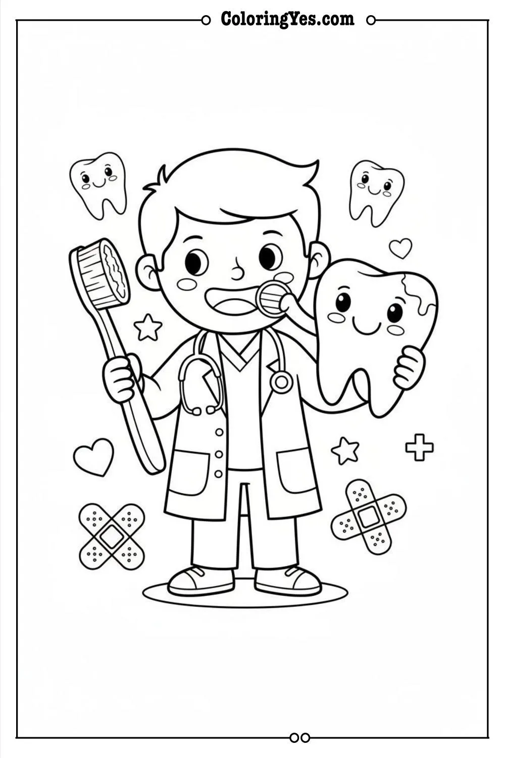Doctors coloring pages-doctor dentist coloring-Coloringyes.com