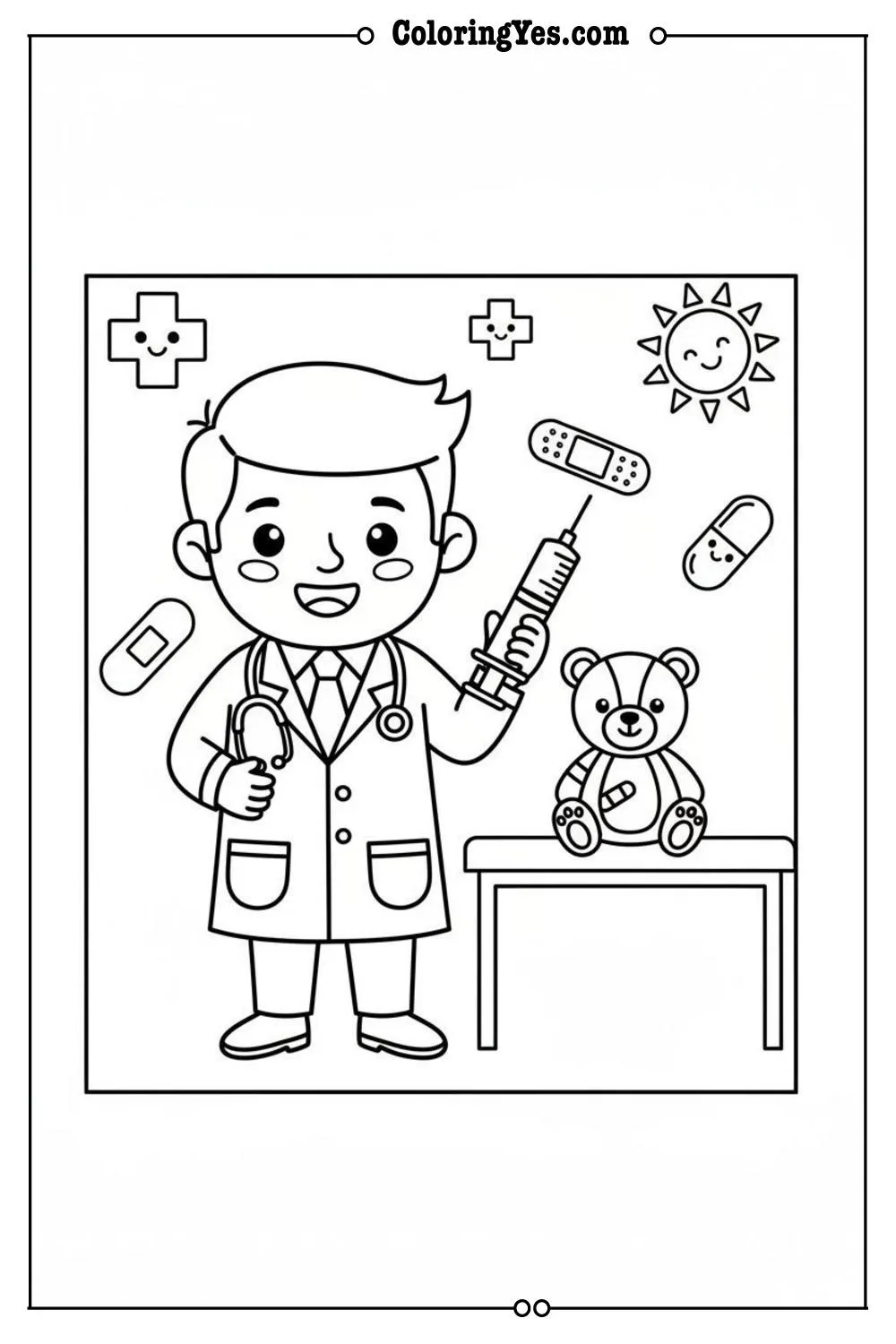 Doctors coloring pages-doctor helping coloring-Coloringyes.com