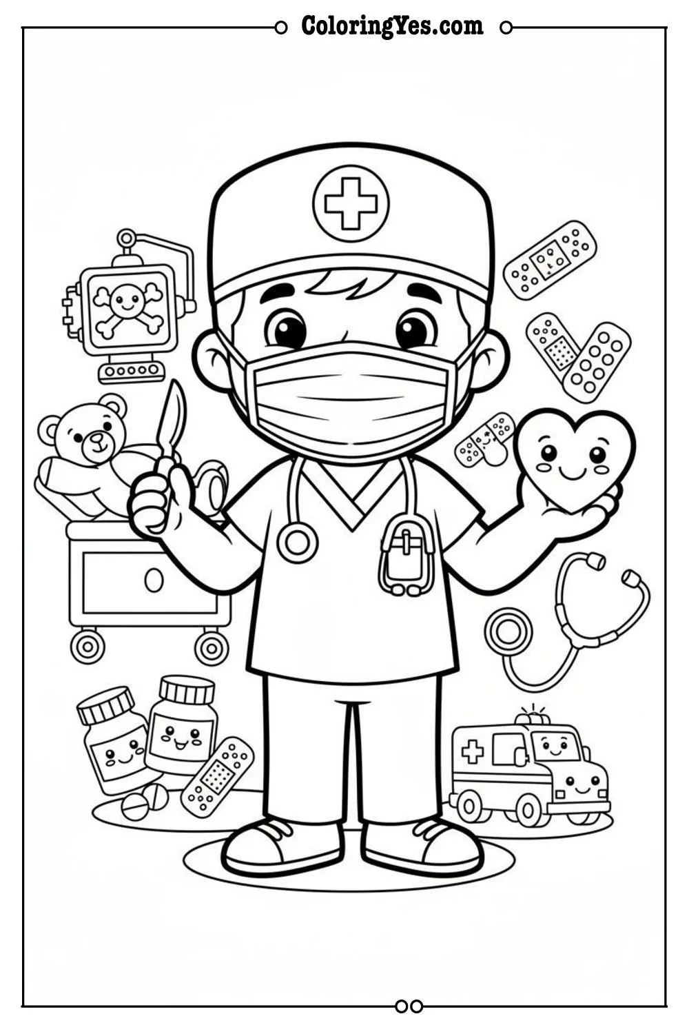 Doctors coloring pages-doctor surgery coloring-Coloringyes.com