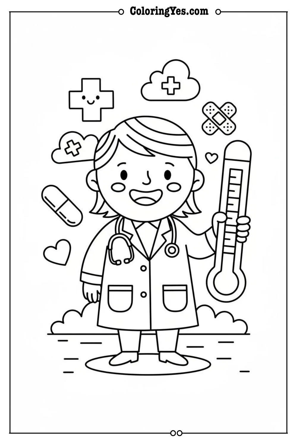 Doctors coloring pages-doctor thermometer coloring-Coloringyes.com
