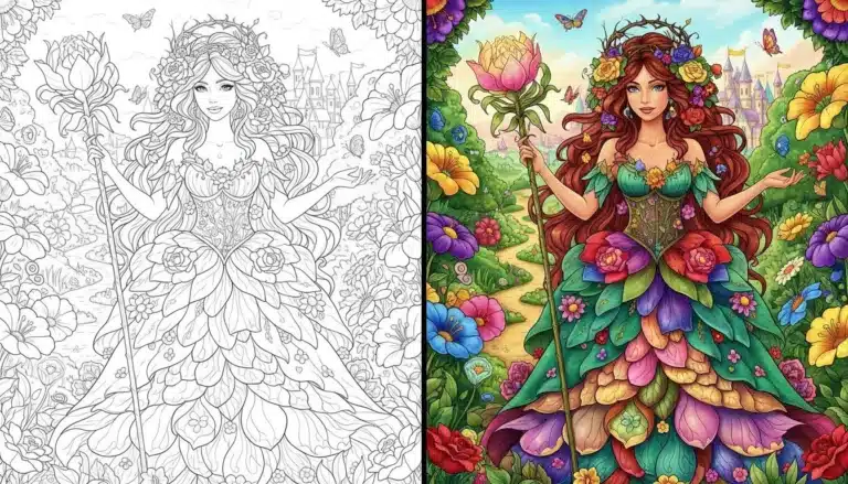 Flower Princess-Coloringyes.com