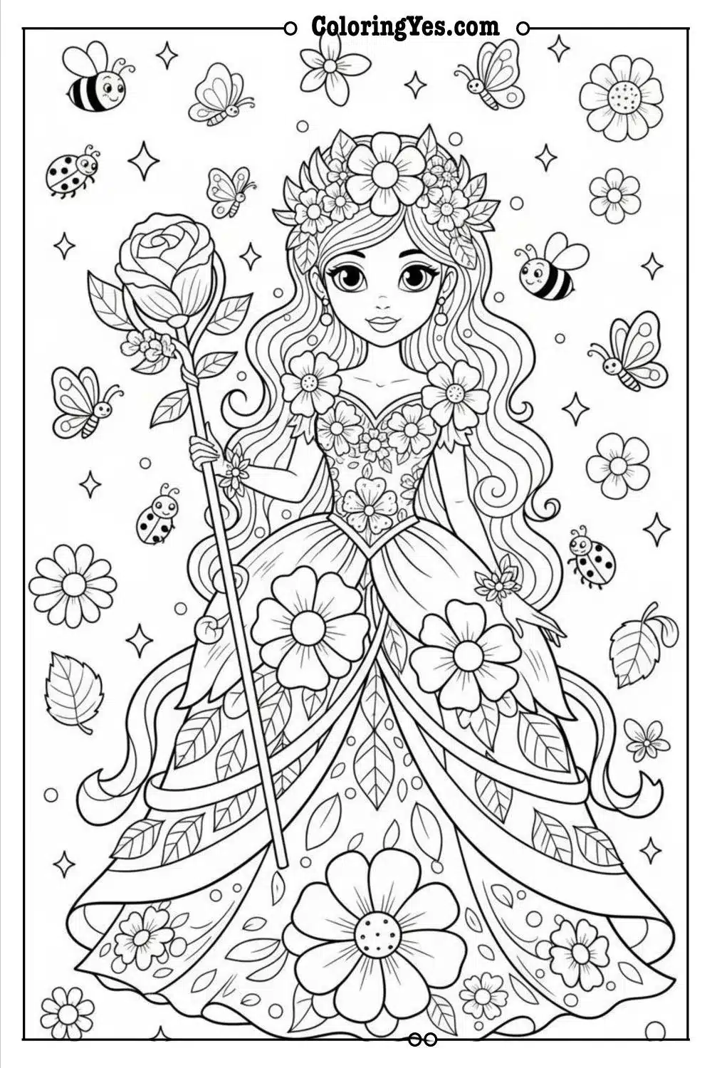 Flower Princess coloring pages-flower princess blossom coloring-Coloringyes.com