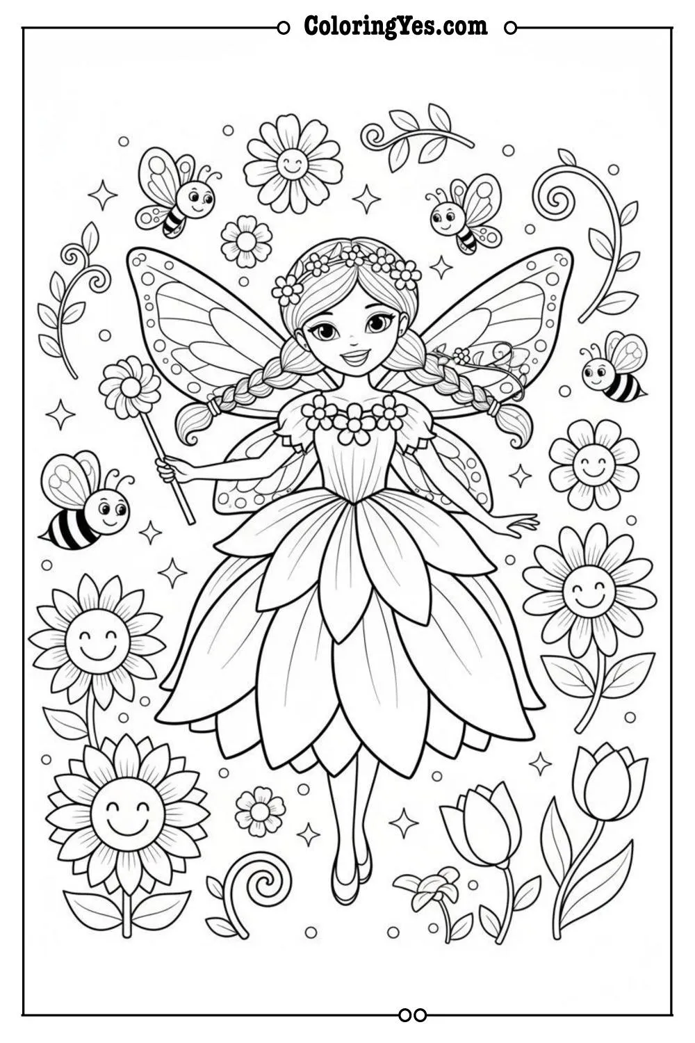 Flower Princess coloring pages-flower princess fairy coloring-Coloringyes.com