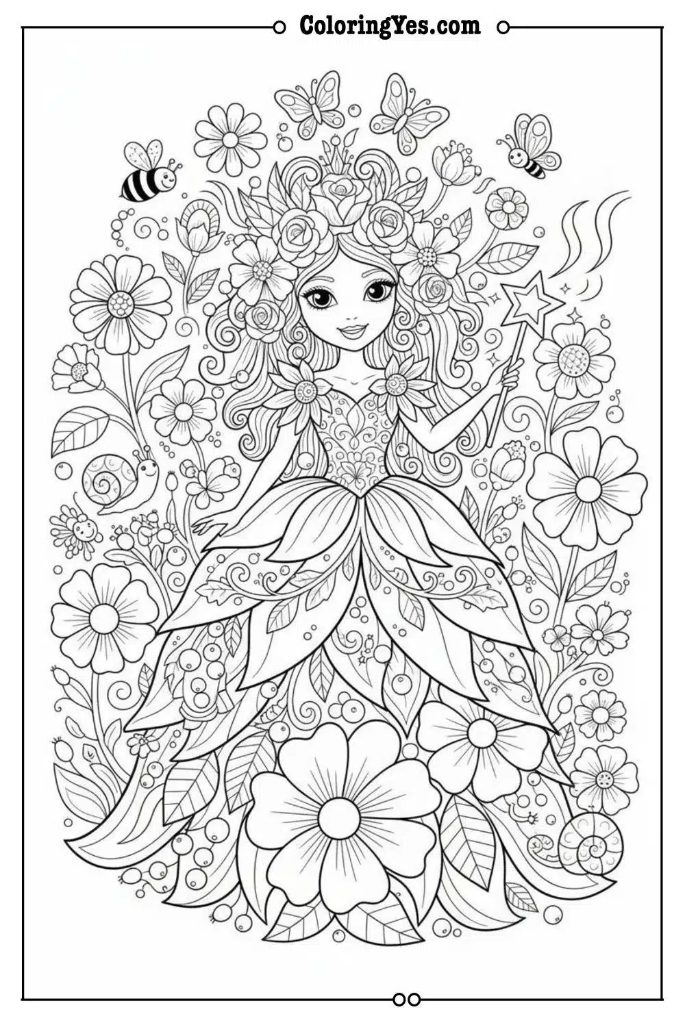 Flower Princess coloring pages-flower princess magic coloring-Coloringyes.com