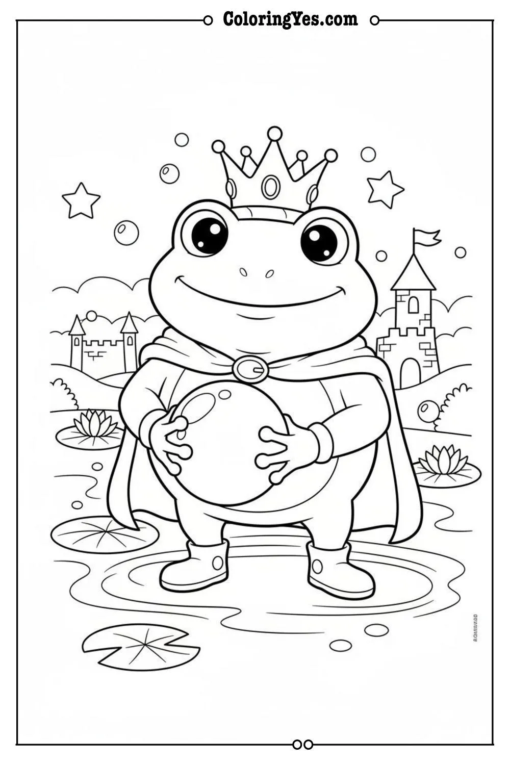 Frog Prince coloring pages-Frog Prince ball coloring-Coloringyes.com