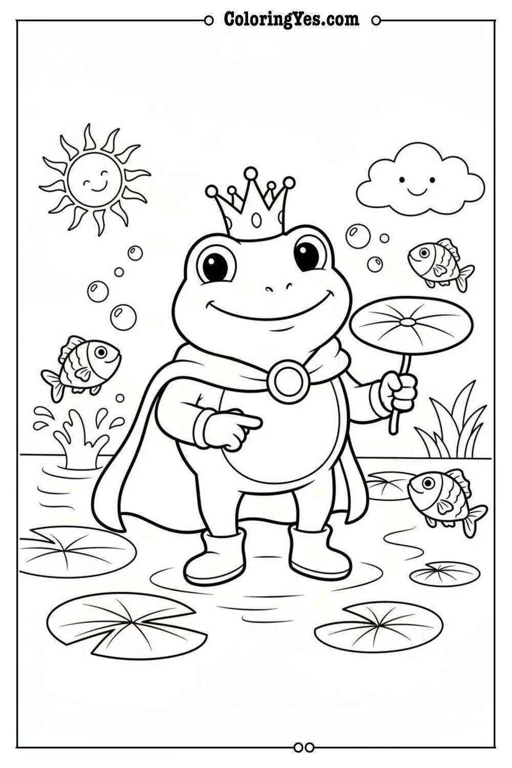 Frog Prince coloring pages-Frog Prince enchanted coloring-Coloringyes.com