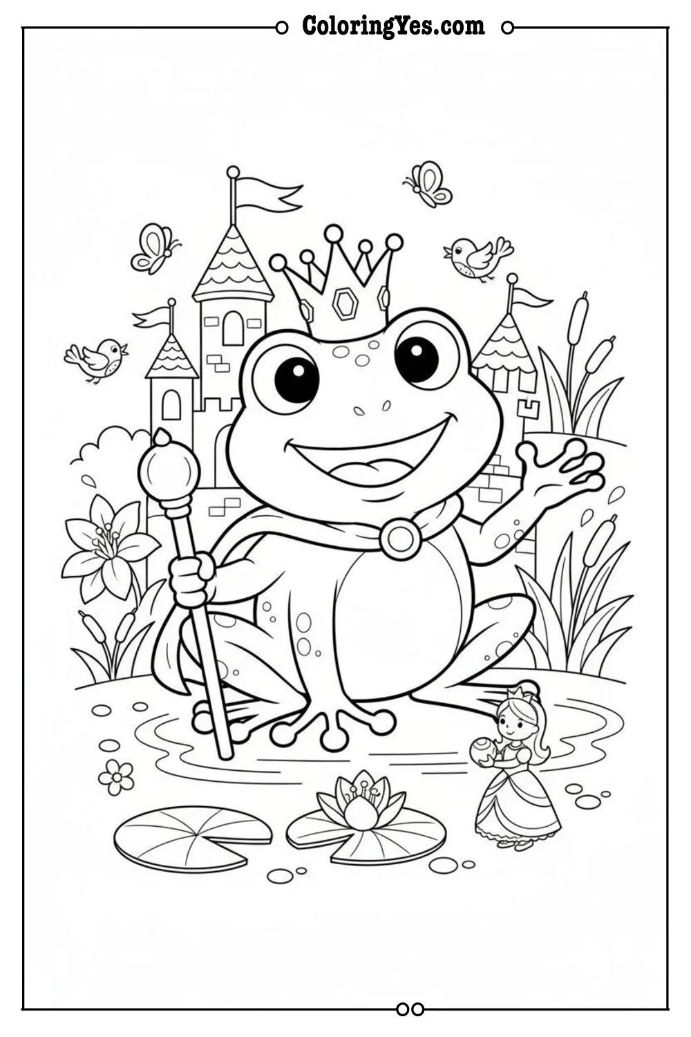 Frog Prince coloring pages-Frog Prince palace coloring-Coloringyes.com
